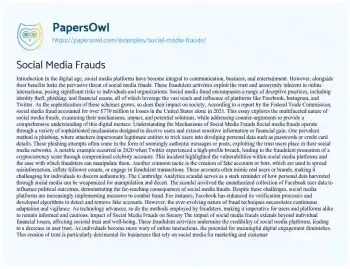 Essay on Social Media Frauds