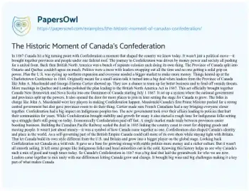 Essay on The Historic Moment of Canada’s Confederation