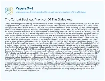 Essay on The Corrupt Business Practices of the Gilded Age