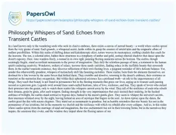 Essay on Philosophy Whispers of Sand: Echoes from Transient Castles