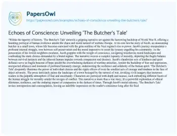 Essay on Echoes of Conscience: Unveiling ‘The Butcher’s Tale’