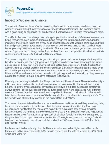 Essay on Impact of Women in America