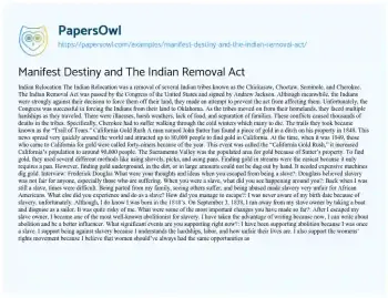 Essay on Manifest Destiny and the Indian Removal Act