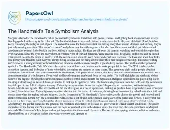 Essay on The Handmaid’s Tale Symbolism Analysis