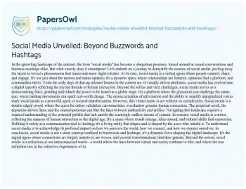 Essay on Social Media Unveiled: Beyond Buzzwords and Hashtags