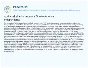 Essay on 1776 Musical: a Harmonious Ode to American Independence