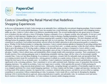 Essay on Costco: Unveiling the Retail Marvel that Redefines Shopping Experiences