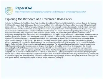 Essay on Exploring the Birthdate of a Trailblazer: Rosa Parks