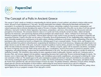 Essay on The Concept of a Polis in Ancient Greece