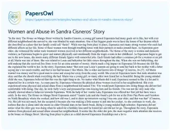 Essay on Women and Abuse in Sandra Cisneros’ Story