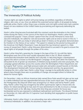 Essay on The Immensity of Political Activity 