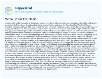 Essay on Media Lies in the Media