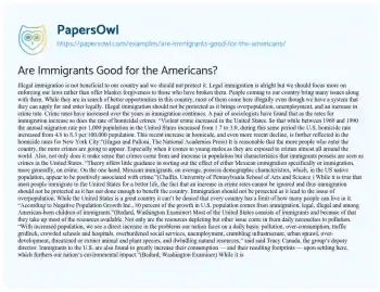 Essay on Are Immigrants Good for the Americans?