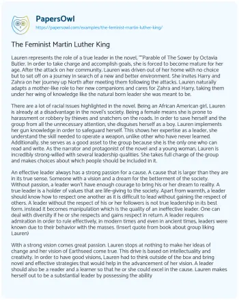 Essay on The Feminist Martin Luther King