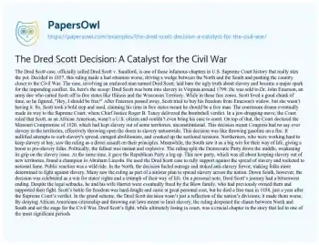 Essay on The Dred Scott Decision: a Catalyst for the Civil War