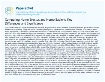 Essay on Comparing Homo Erectus and Homo Sapiens: Key Differences and Significance