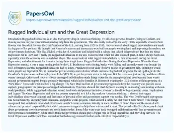 Essay on Rugged Individualism and the Great Depression