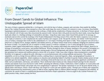 Essay on From Desert Sands to Global Influence: the Unstoppable Spread of Islam