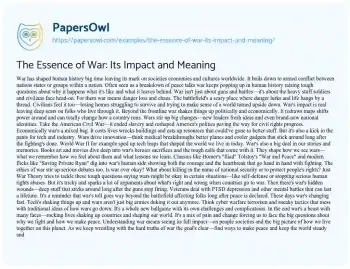 Essay on The Essence of War: its Impact and Meaning