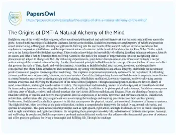 Essay on The Origins of DMT: a Natural Alchemy of the Mind