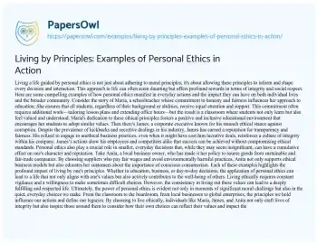 Essay on Living by Principles: Examples of Personal Ethics in Action