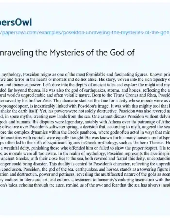 Essay on Poseidon: Unraveling the Mysteries of the God of the Seas