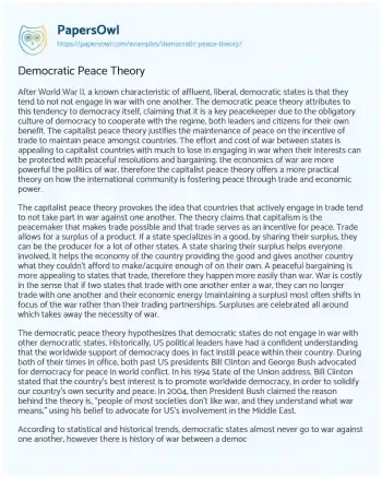 Essay on Democratic Peace Theory