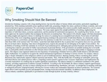 Essay on Why Smoking should not be Banned