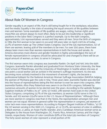 Essay on About Role of Women in Congress