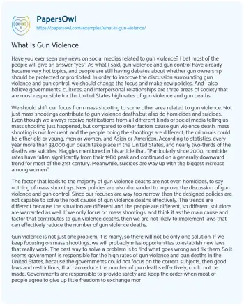 Essay on What is Gun Violence