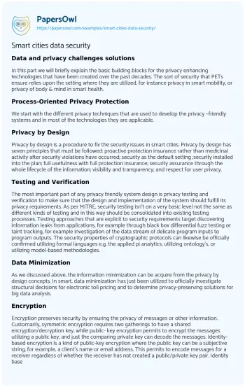 Essay on Smart Cities Data Security