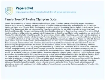 Essay on Family Tree of Twelve Olympian Gods