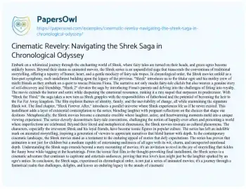 Essay on Cinematic Revelry: Navigating the Shrek Saga in Chronological Odyssey