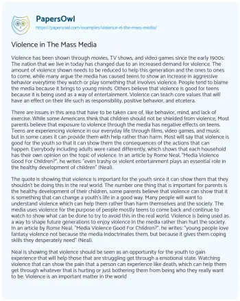 Essay on Violence in the Mass Media