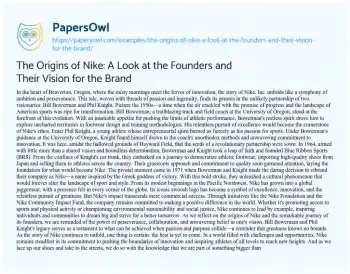 Essay on The Origins of Nike: a Look at the Founders and their Vision for the Brand