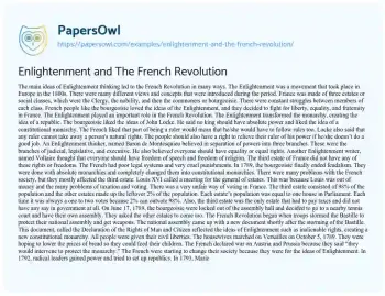 Essay on Enlightenment and the French Revolution