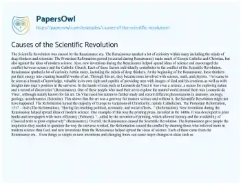 Essay on Causes of the Scientific Revolution