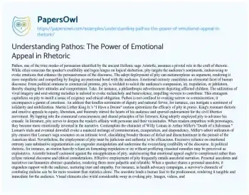 Essay on Understanding Pathos: the Power of Emotional Appeal in Rhetoric