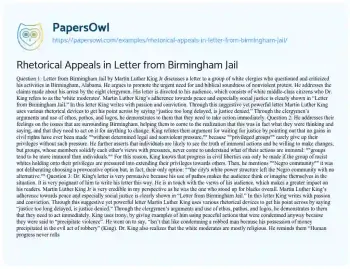 Essay on Rhetorical Appeals in Letter from Birmingham Jail