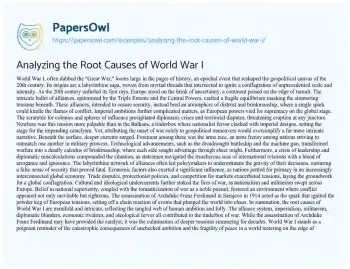 Essay on Analyzing the Root Causes of World War i