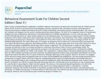 Essay on Behavioral Assessment Scale for Children Second Edition ( Basc II )