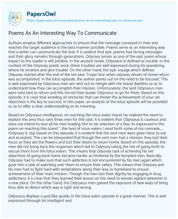 Essay on Poems as an Interesting Way to Communicate