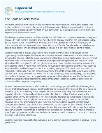 Essay on The Roots of Social Media