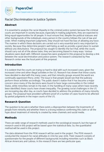 Essay on Racial Discrimination in Justice System