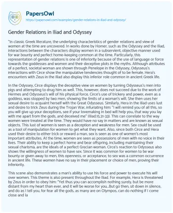 Essay on Gender Relations in Iliad and Odyssey