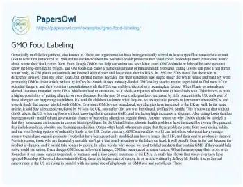 Essay on GMO Food Labeling