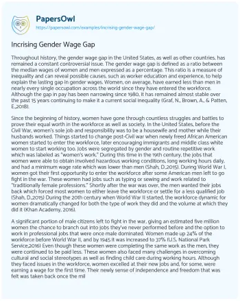 Essay on Incrising Gender Wage Gap