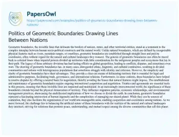 Essay on Politics of Geometric Boundaries: Drawing Lines between Nations