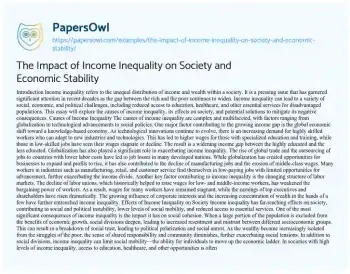 Essay on The Impact of Income Inequality on Society and Economic Stability