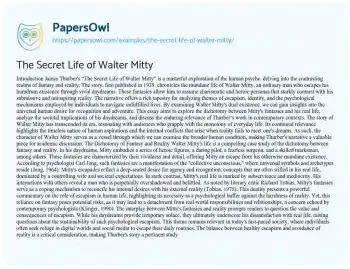 Essay on The Secret Life of Walter Mitty